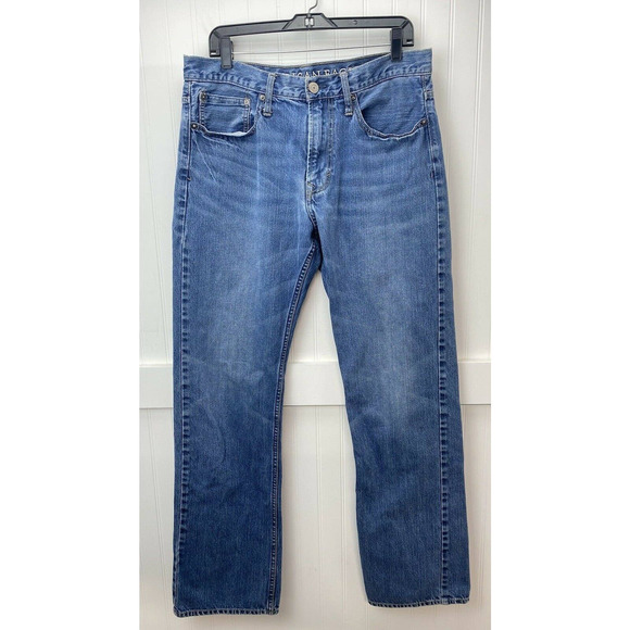American Eagle Outfitters Other - American Eagle Relaxed Straight Sz 34 Mens Denim Blue Jeans 100% Cotton